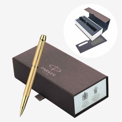 Hộp bút Parker IM Metal Brushed Metal Gold GT Rollerball Pen S0811700