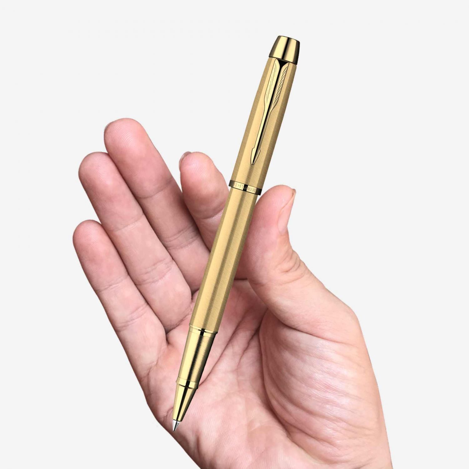 Parker IM Metal Brushed Metal Gold GT Rollerball Pen S0811700-PK207
