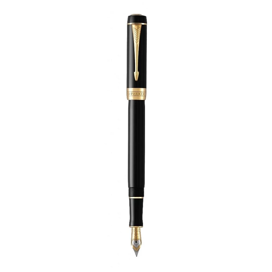 Bút máy Parker Duofold 1931383 đen cài vàng thiết kế sang trọng.