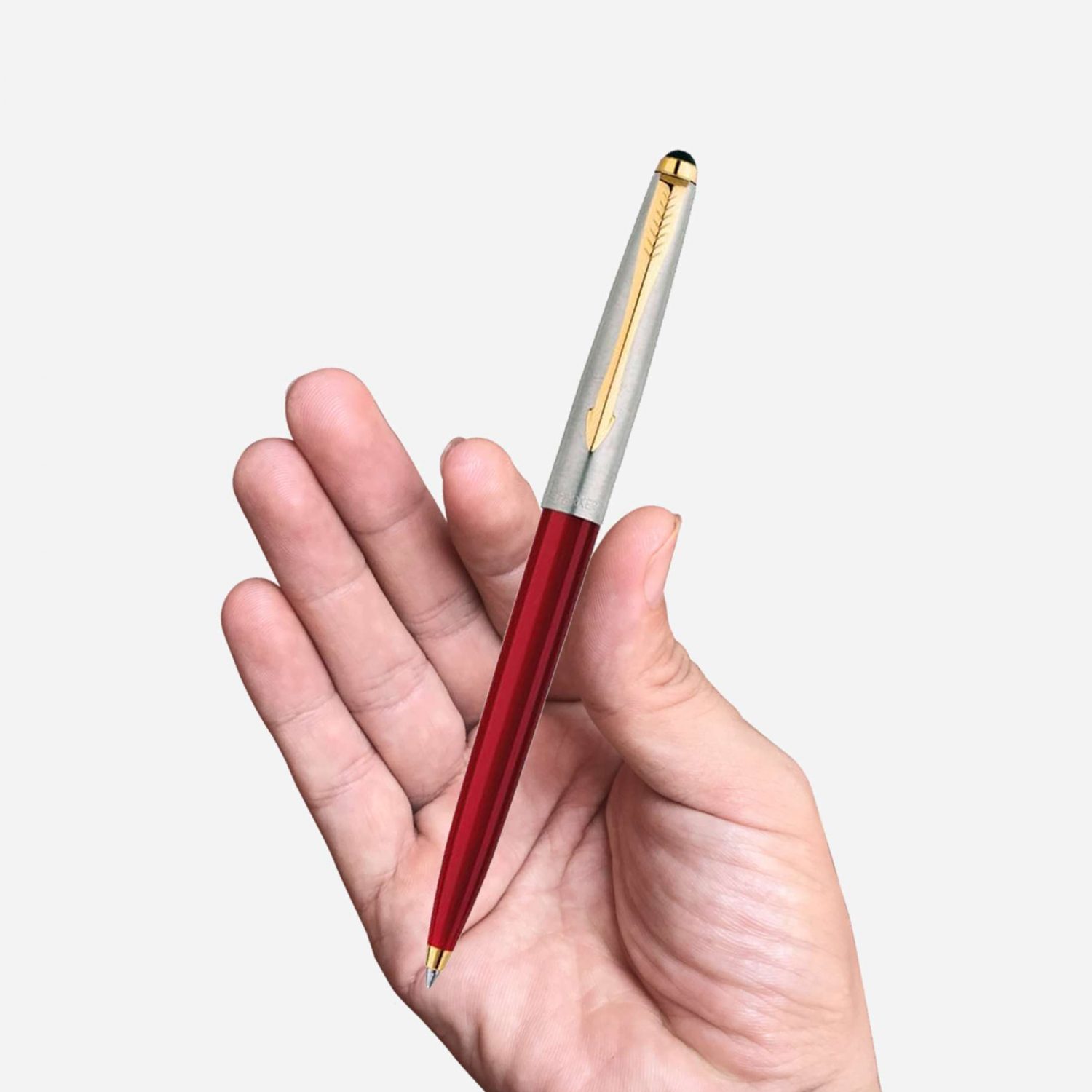 Parker Galaxy Stainless Steel Gold Trim Ball Pen - Red Body 9000019217